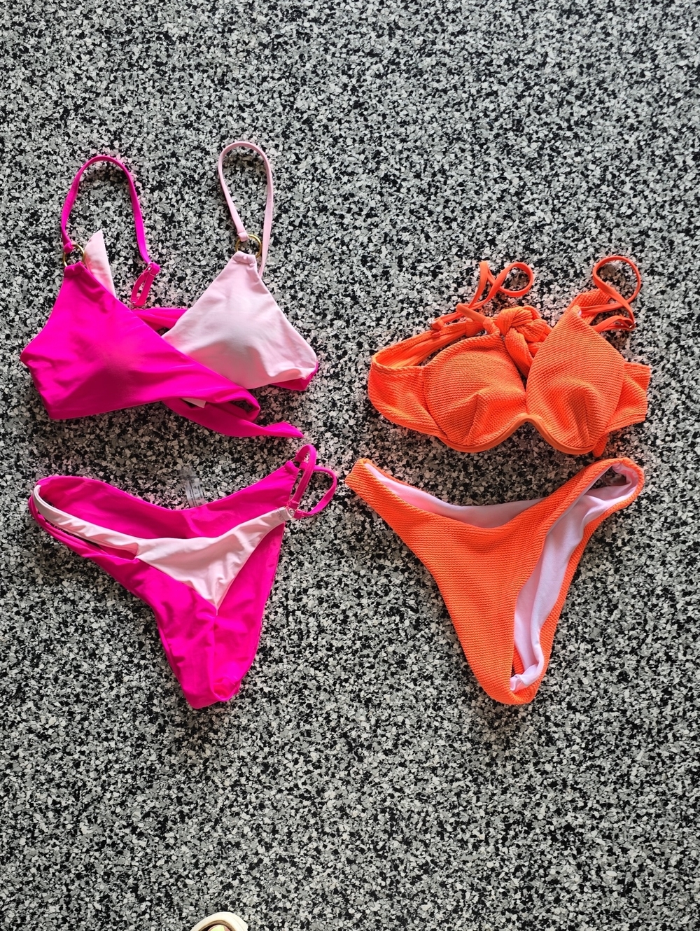 Womens Two-Piece Swim Set - Pink & Orange